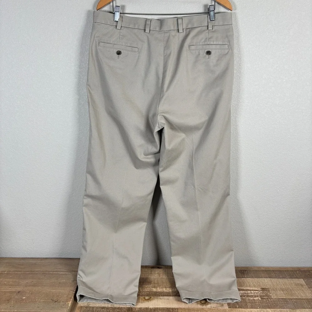 Brooks Brothers Elliott Advantage Chino Pants‎ Pleated Mens 37x32 Khaki Stretch
